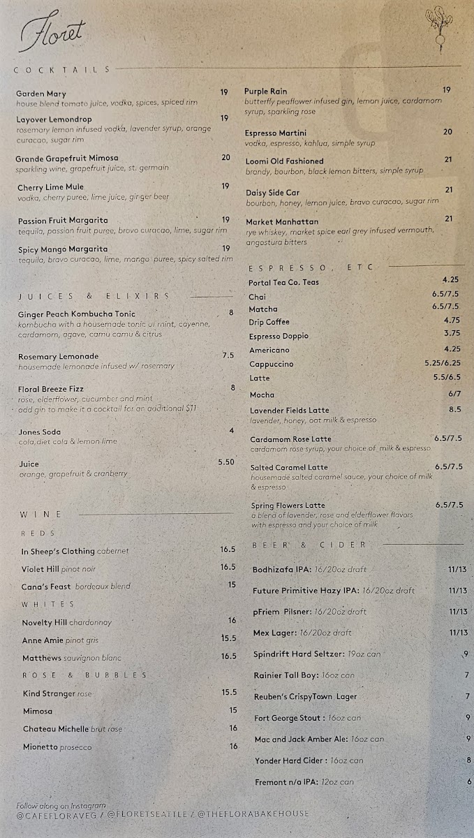 Floret - By Cafe Flora Menu - Image 2